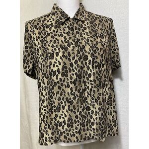 Crazy‎ Horse Liz Claiborne Women's Petite Leopard Print Blouse Size PL